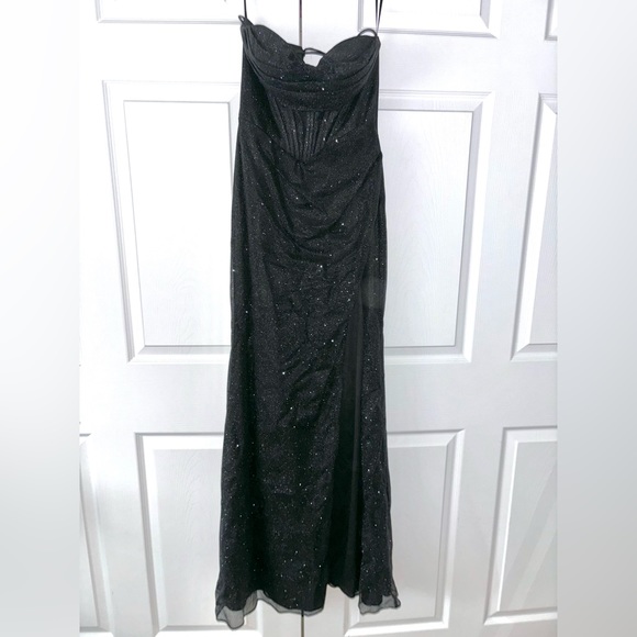 open lace back dress Ms Sparkle Ruffle Tulle Satin Boubou  Eloli